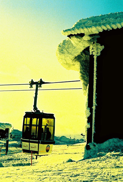 I can't resist shooting gondolas. I like the way the light plays with them. BTW, Fujicrome Sensia (crossed up) produces the best blue & yellow effects.